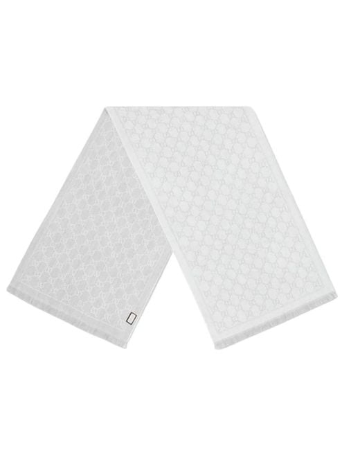 Gucci White Gg Wool Scarf