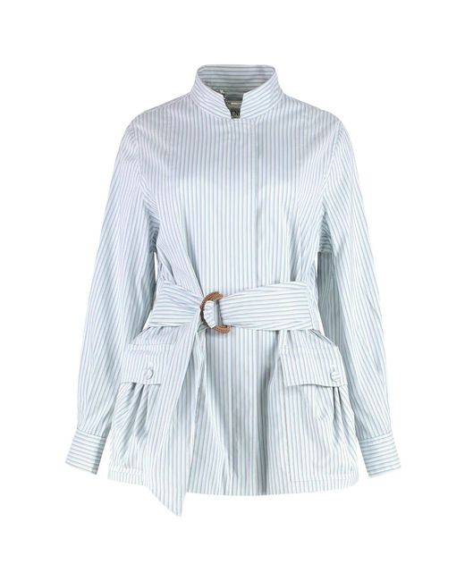 Fendi Blue Belted Cotton Jacket
