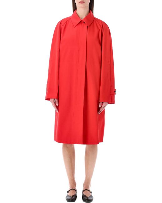Prada Red Single-Breasted Gabardine Coat