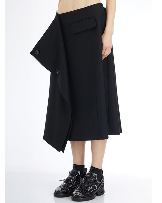 Comme des Garçons Black Long Wool Skirt
