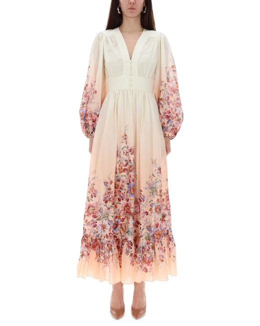 Zimmermann Pink Awaken Plunge Maxi Dress With Separate Slip