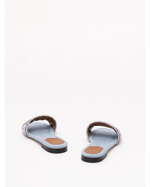 Fendi White Denim Slides