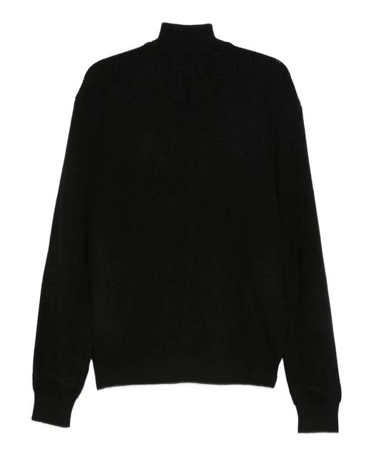 Paul & Shark Black Paul & Shark Ribbed Zip-Up High-Neck Cardigan for men