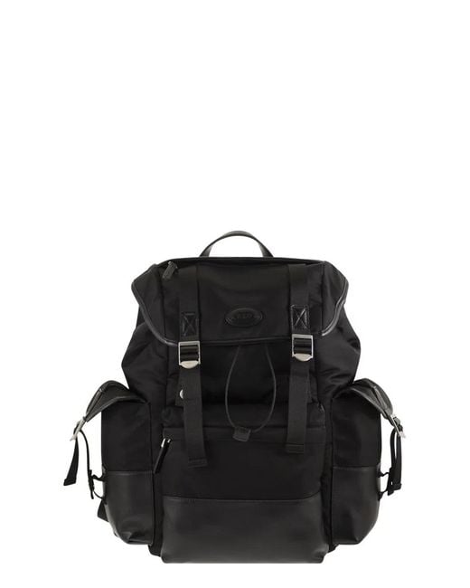 Tod's Black Medium Fabric And Leather Backpack for men