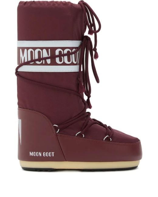 Moon Boot Red Burgundy Nylon And Synthetic Leather Icon Boots