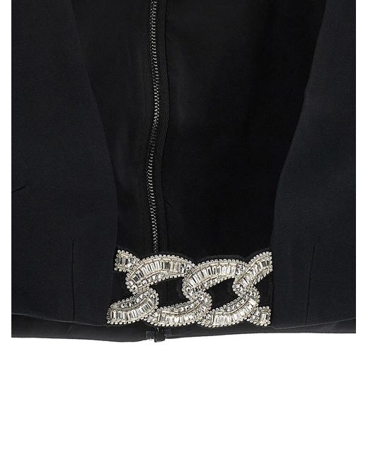 David Koma Black Top '3D Crystsal Chain And Square Neck'