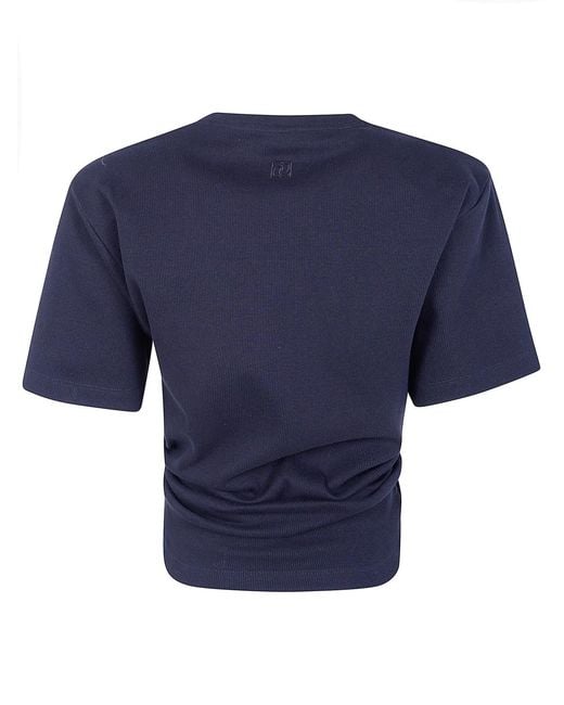 Magda Butrym Blue Twist Cropped T-Shirt