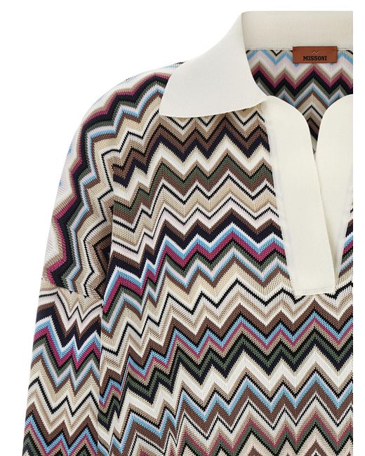 Missoni Gray Zigzag Polo Shirt