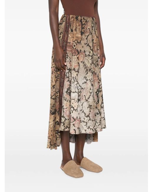 Pierre Louis Mascia Natural Printed Long Skirt