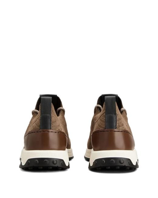Tod's Brown Leather Lace Up Rubber Shoes for men
