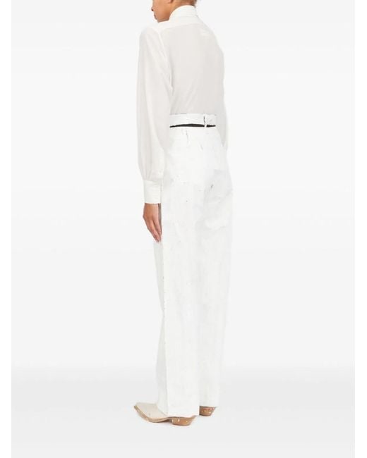 MM6 by Maison Margiela White Wax Trousers