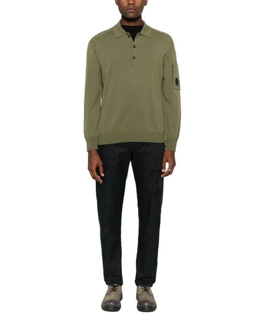 C P Company Green Wool Polo for men