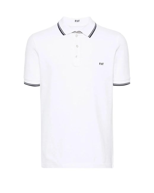 Fay White Polo Shirt With Logo for men