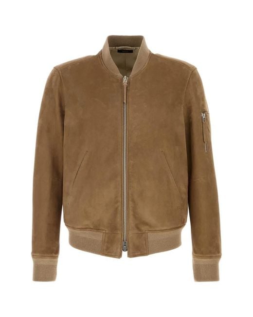 Tom Ford Brown Light Suede Bomber for men