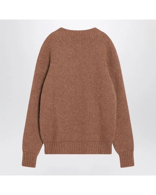 Saint Laurent Brown Thick Knit Pullover