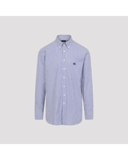 Etro Blue Roma Logo Bd Shirt for men