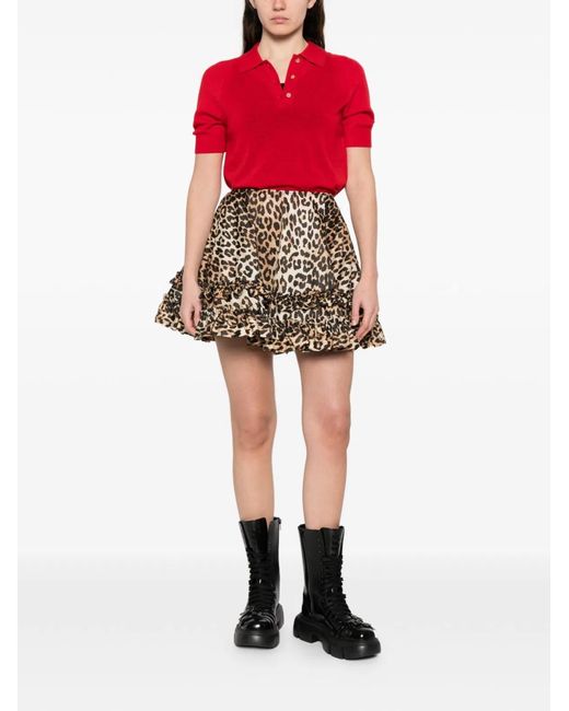 Ganni White Leopard Skirt