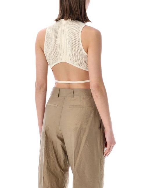 Sessun Natural Sessùn Andrade Cotton Knit Openwork Bodysuit