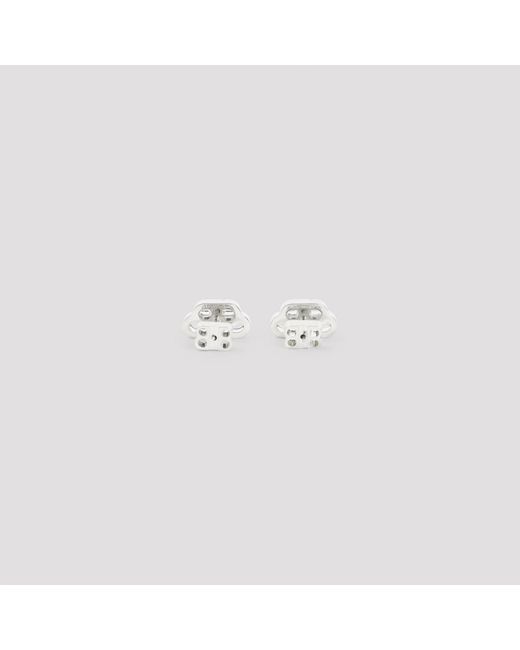 Balenciaga White Bb Studded Xs Earrings