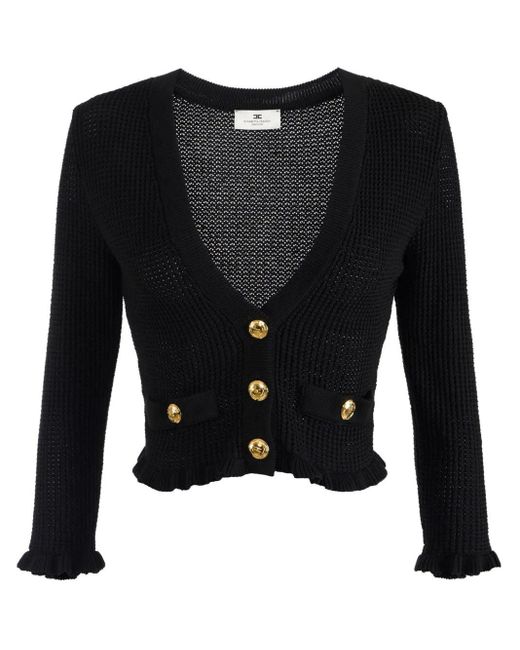 Elisabetta Franchi Black Sweater With Golden Button Details