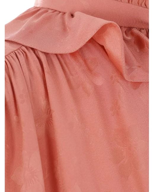 Chloé Pink Fluid Silk Jacquard Blouse