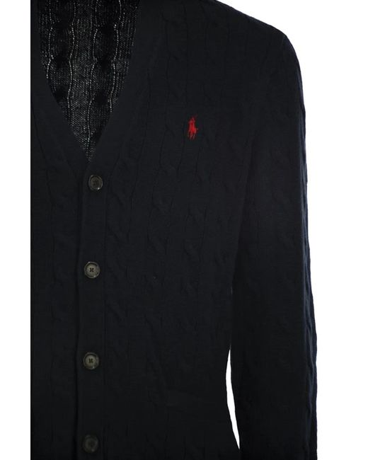 Polo Ralph Lauren Blue Cotton Cable Knit Cardigan for men