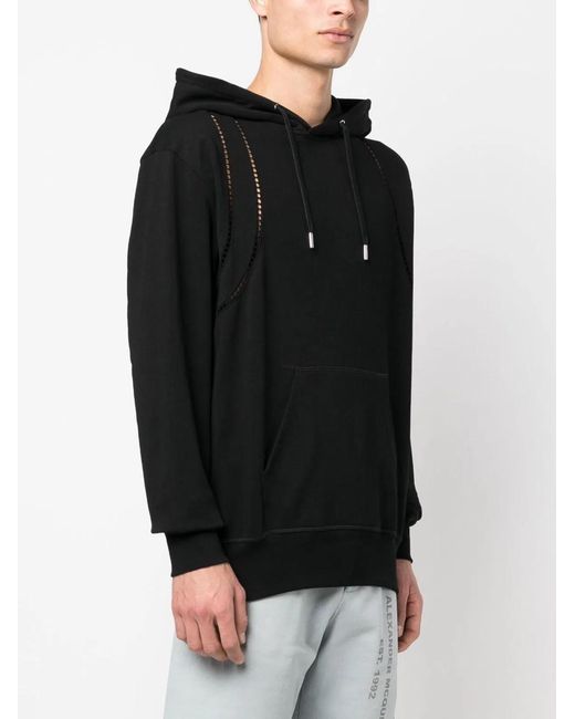 McQueen Black Crochet Hrnss Hoodie Organic L for men