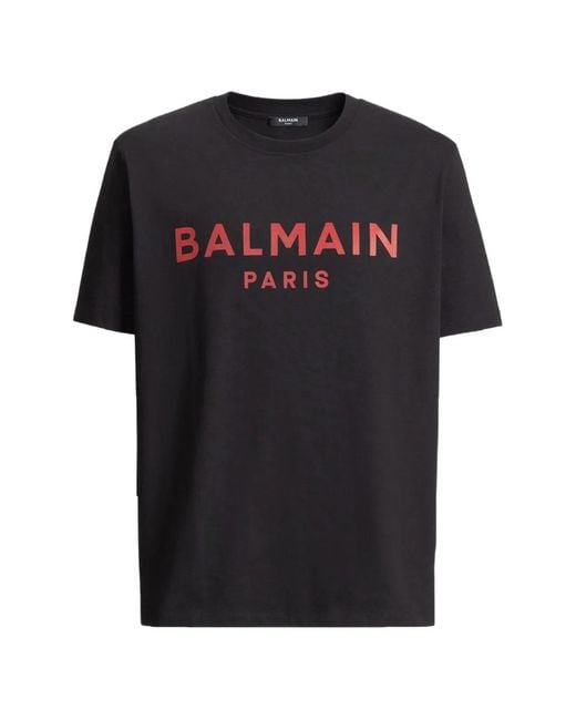 Balmain Black Cotton T-Shirt for men