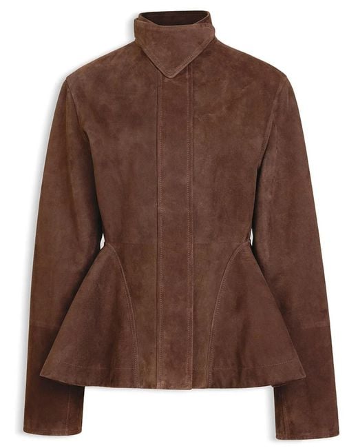 Alaïa Brown Alaia Peplum-Cut Goatskin Suede Jacket
