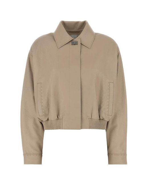 Fendi Natural Cappuccino Leather Jacket