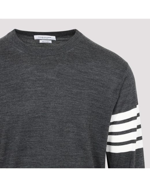 Thom Browne Black Wool 4-Bar Pullover for men