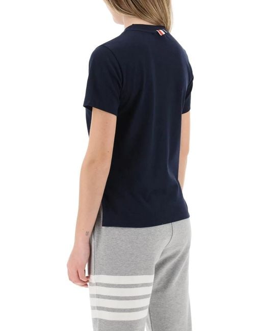 Thom Browne Blue Cotton Crew-Neck T-Shirt