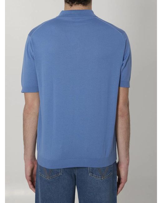 John Smedley Blue Adrian Polo Shirt for men