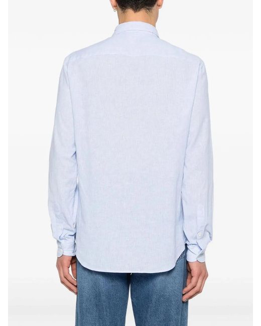 Emporio Armani Blue Linen Cotton Shirt for men