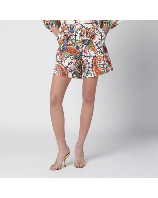 Etro Multicolor Shorts With Paisley Print