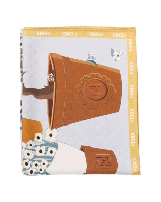 Fendi White Gardening Scarf