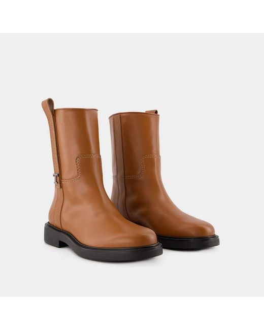 Tod's Brown Calf Leather Boots