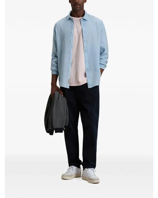 Woolrich Blue Linen Shirt for men