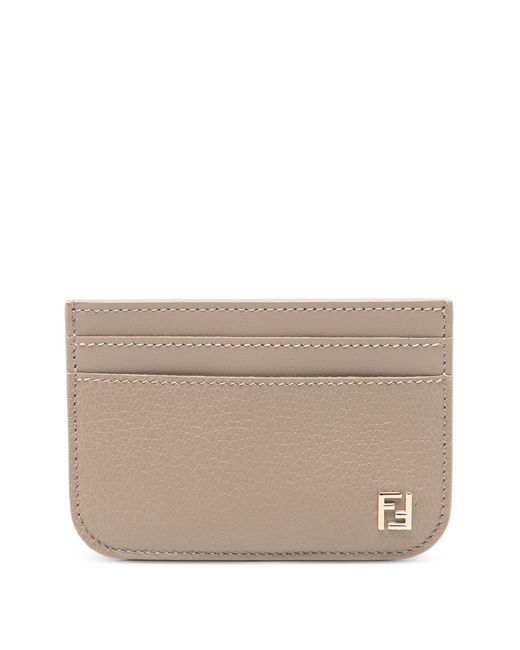 Fendi Natural Leather Ff Card Holder