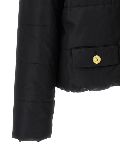 Moschino Black Padded Down Jacket With Logo Button Closure