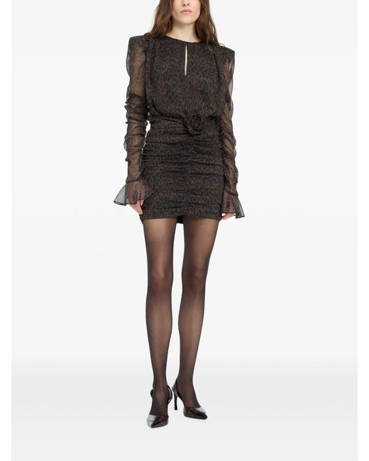 ROTATE BIRGER CHRISTENSEN Black Rotate Animal Print Mini Dress