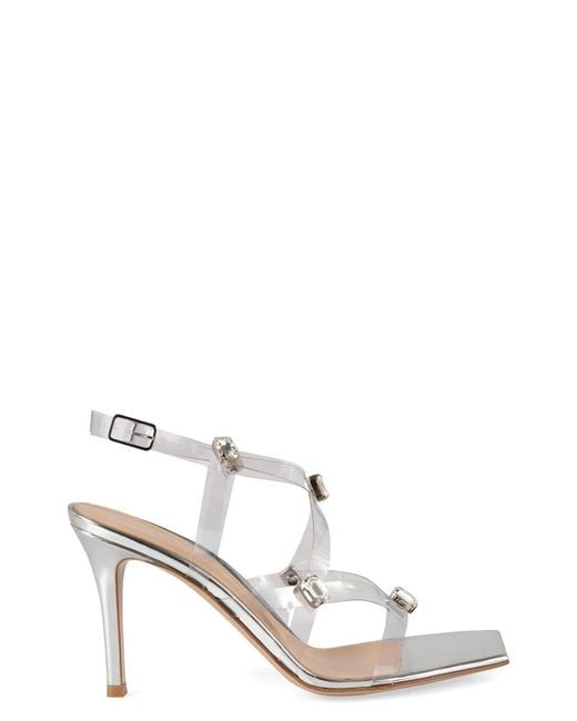 Gianvito Rossi White Crystal Fever Heeled Sandals