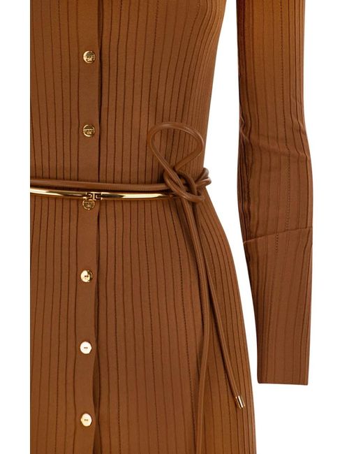 Elisabetta Franchi Brown Midi Knit Dress