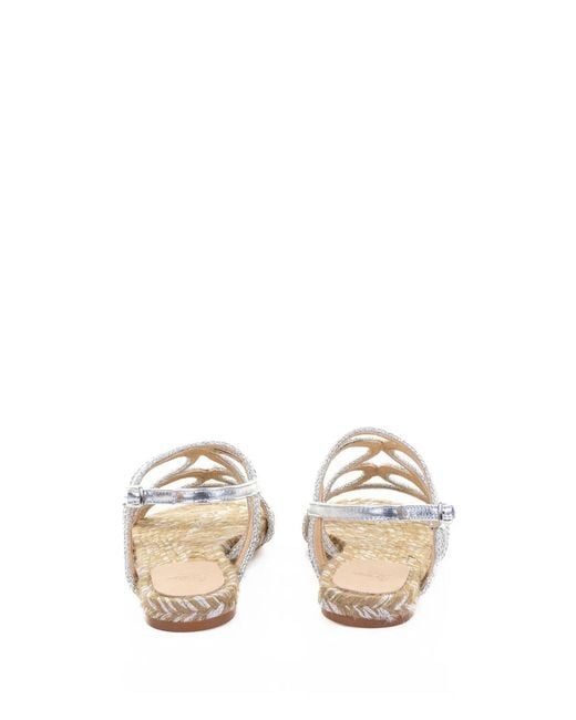 Castaner White Castañer Pitra Flat Sandal With Metallic Handcrafted Weave