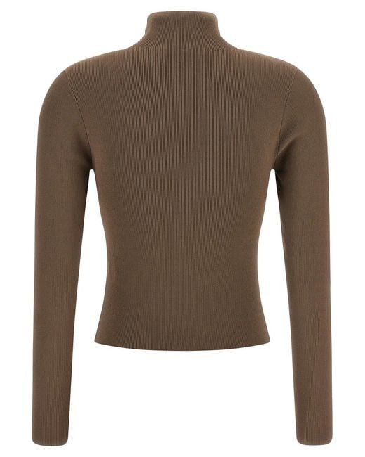 Alexander Wang Brown Logo Ribbed Sweater