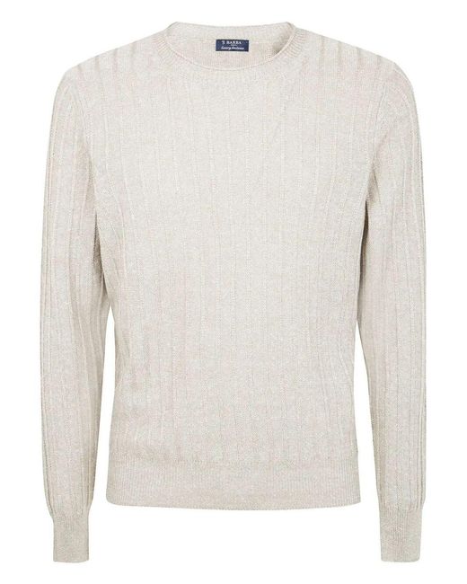 Barba Napoli White Long Sleeves Round Neck Sweater for men