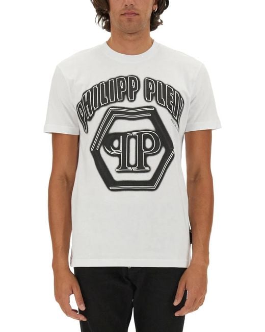 Philipp Plein Gray Logo Print T-Shirt for men