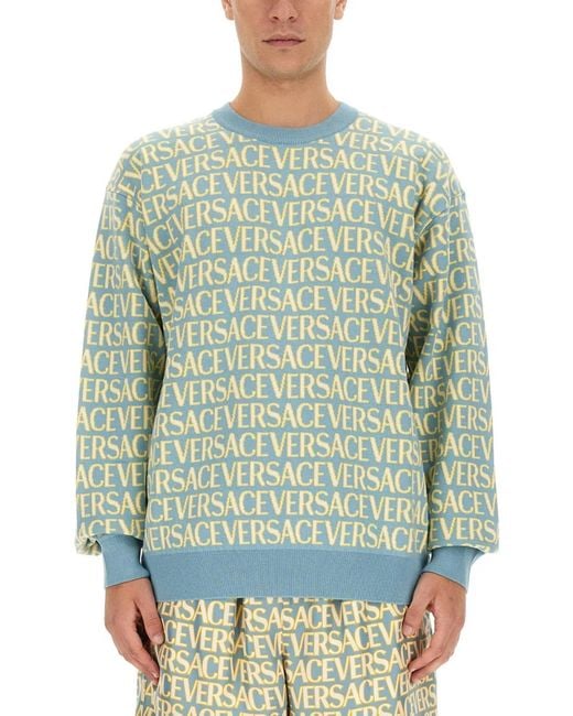 Versace Green Allover Logo Jersey for men