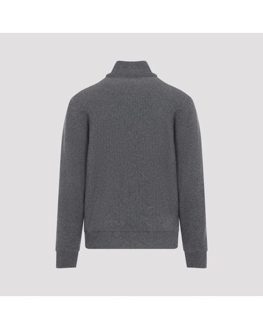Brunello Cucinelli Gray Acciaio Piombo Padded Leatherjacket for men