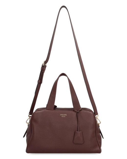 Prada Brown Large Leather Satchel Bag